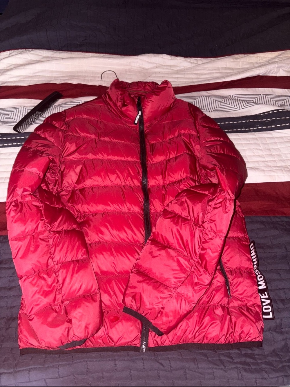 Moschino Bright Red Quilted Jacket with LOVE Label